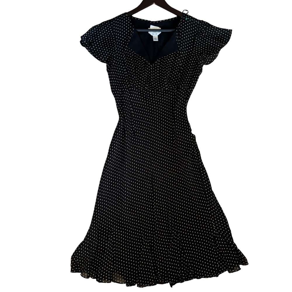 Talbots Black and Cream Polka Dot Midi Dress